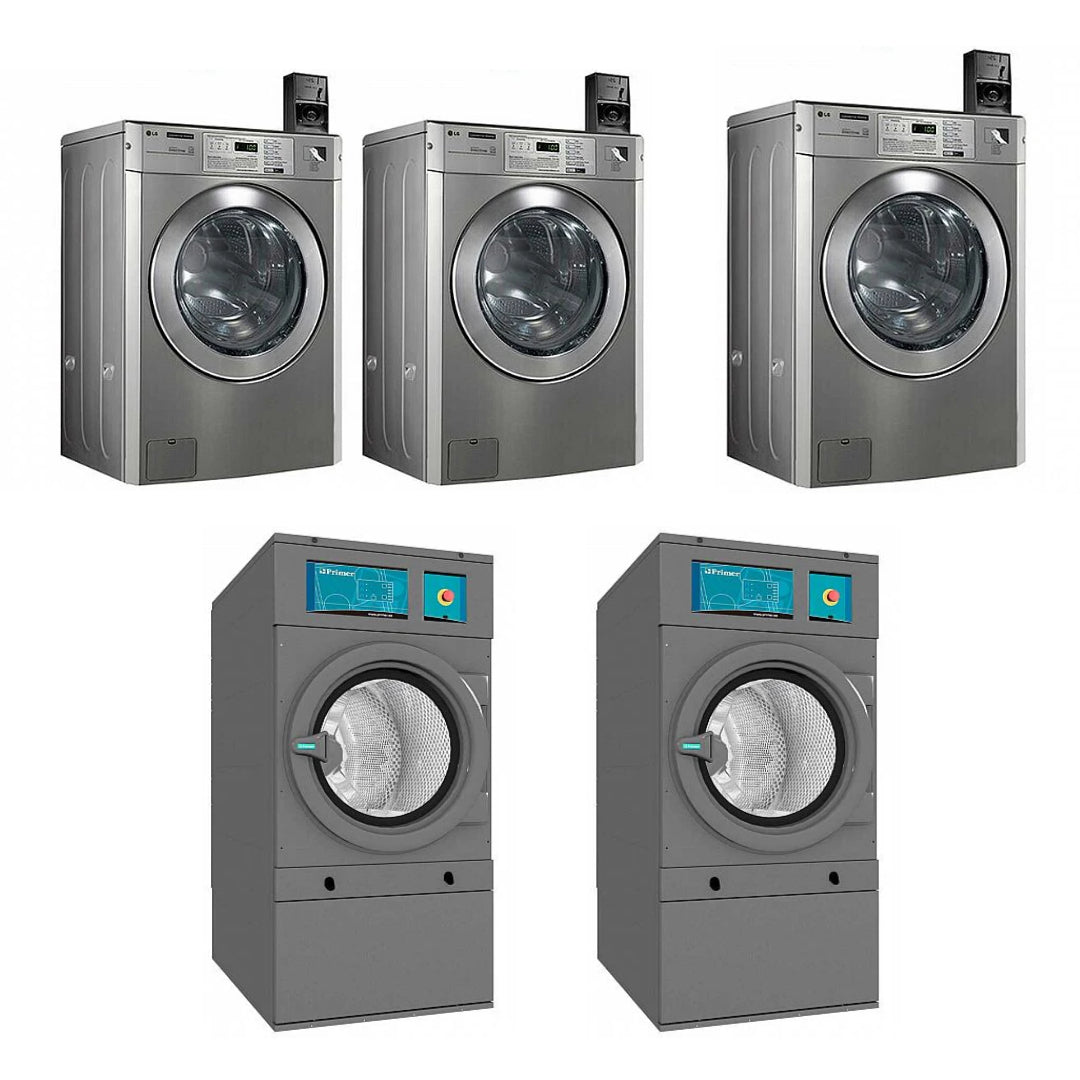 CONJUNTO PACK LAVANDERÍA AUTOSERVICIO 3 LAVADORAS LG + 2 SECADORAS PRIMER